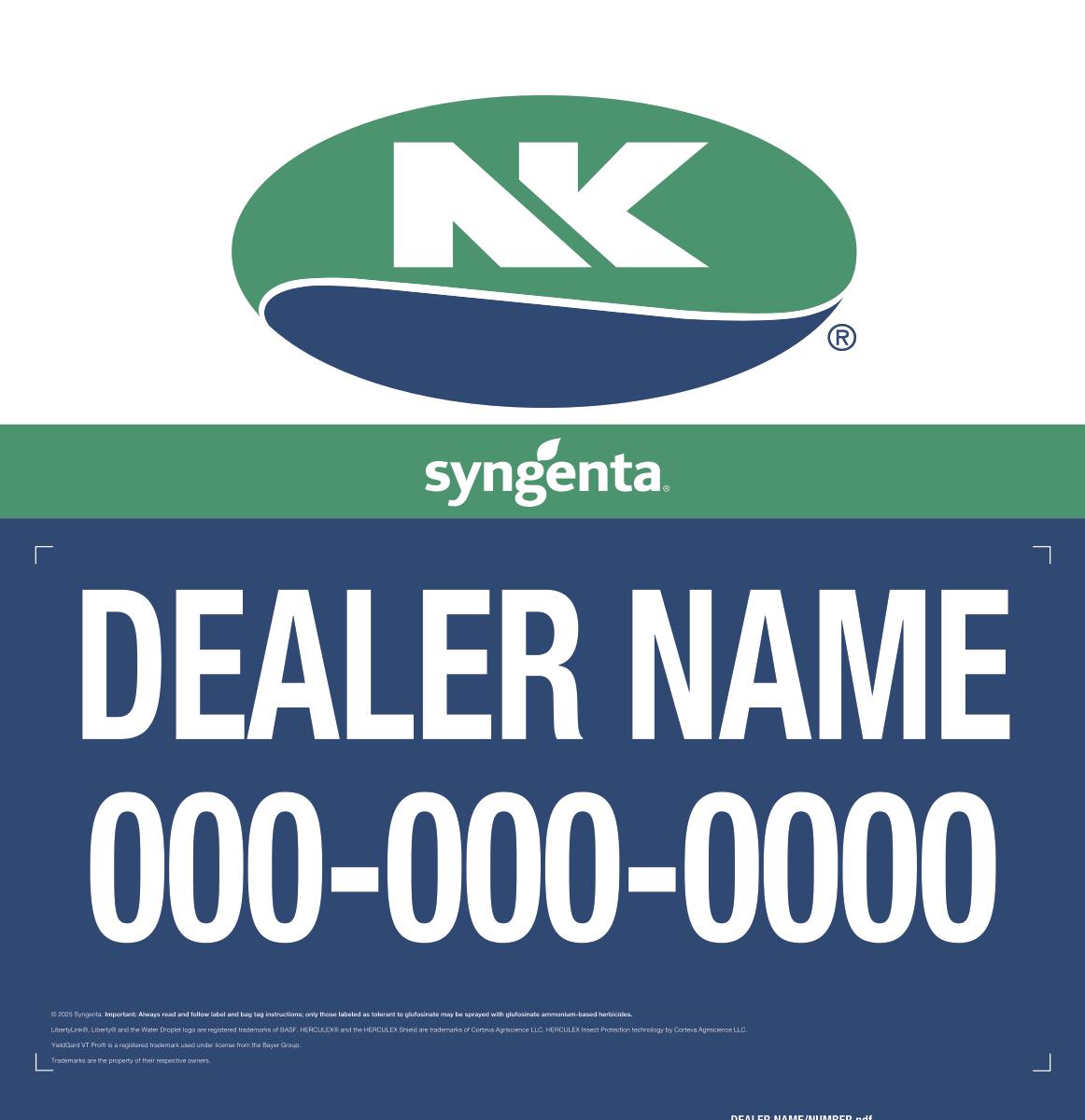 DEALER NAME/NUMBER GH Field Sign